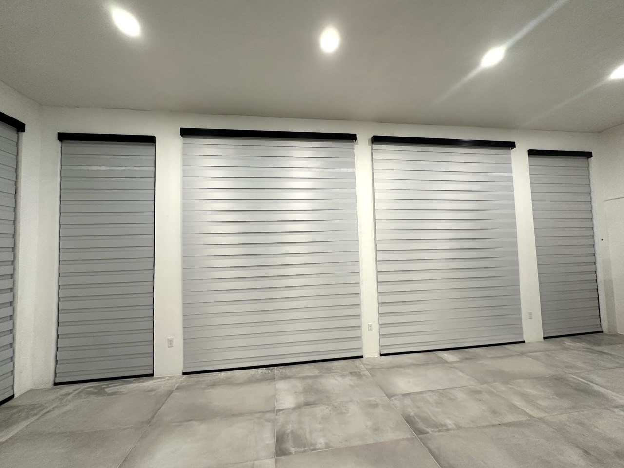 Finished custom motorized zebra shades Fort Lauderdale
