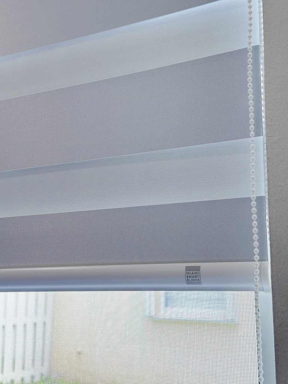 Close-up of zebra shade fabric detail in a Fort Lauderdale home