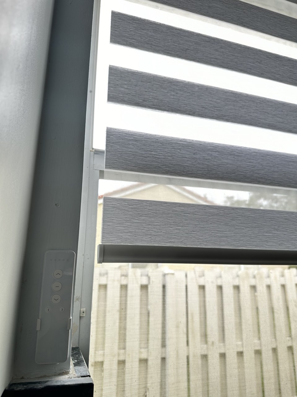 Wall control for motorized Zebra shades in a Hollywood Florida home
