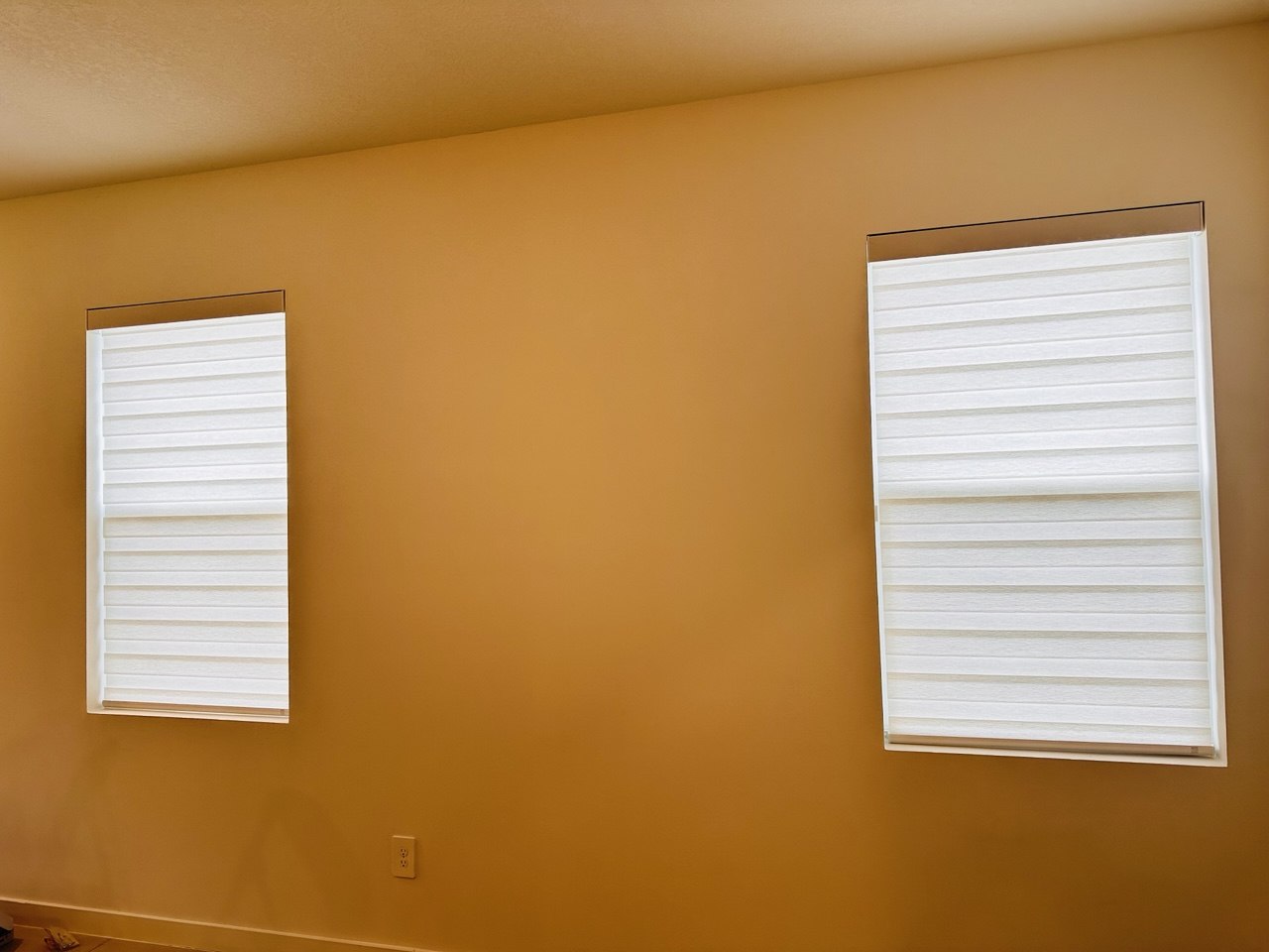 Two custom zebra shades on windows in a Pompano Beach home