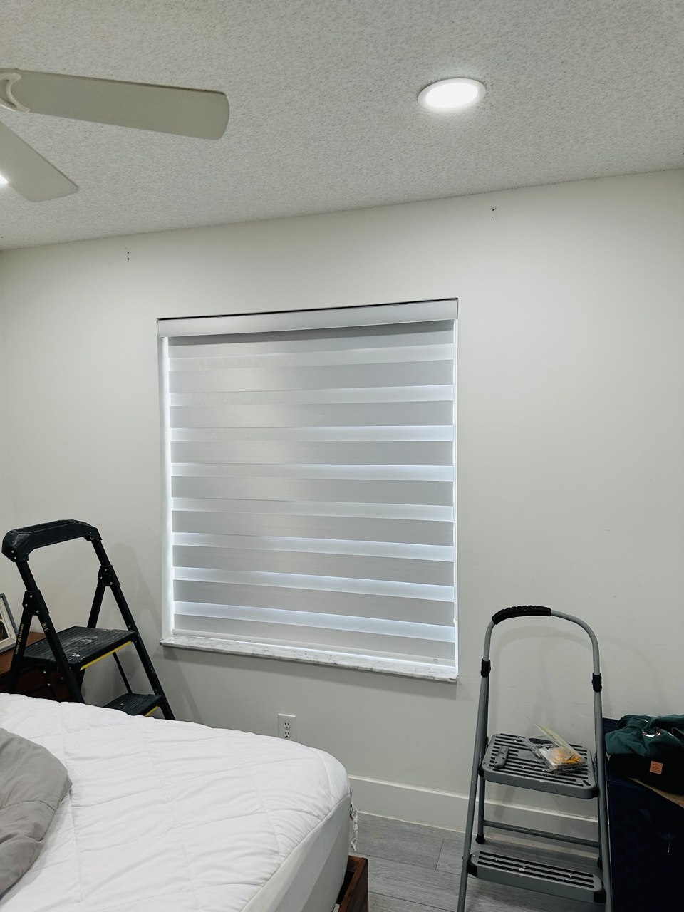 Custom zebra shade installed on a Fort Lauderdale bedroom window