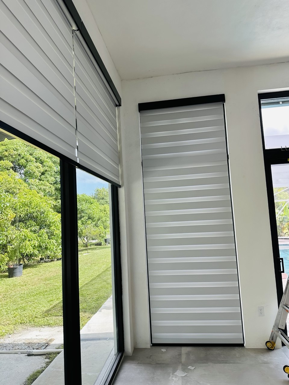 Tall custom zebra shades Fort Lauderdale residential project