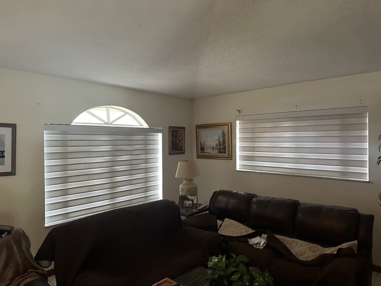 Motorized Zebra Shades in Miami Home — completed installation