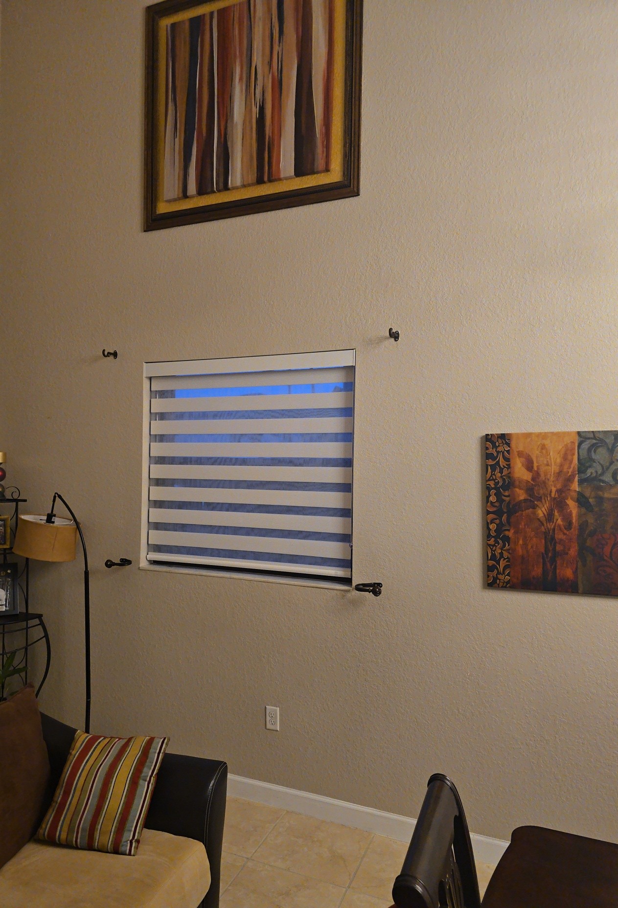 Zebra blind installed on a small living-room window